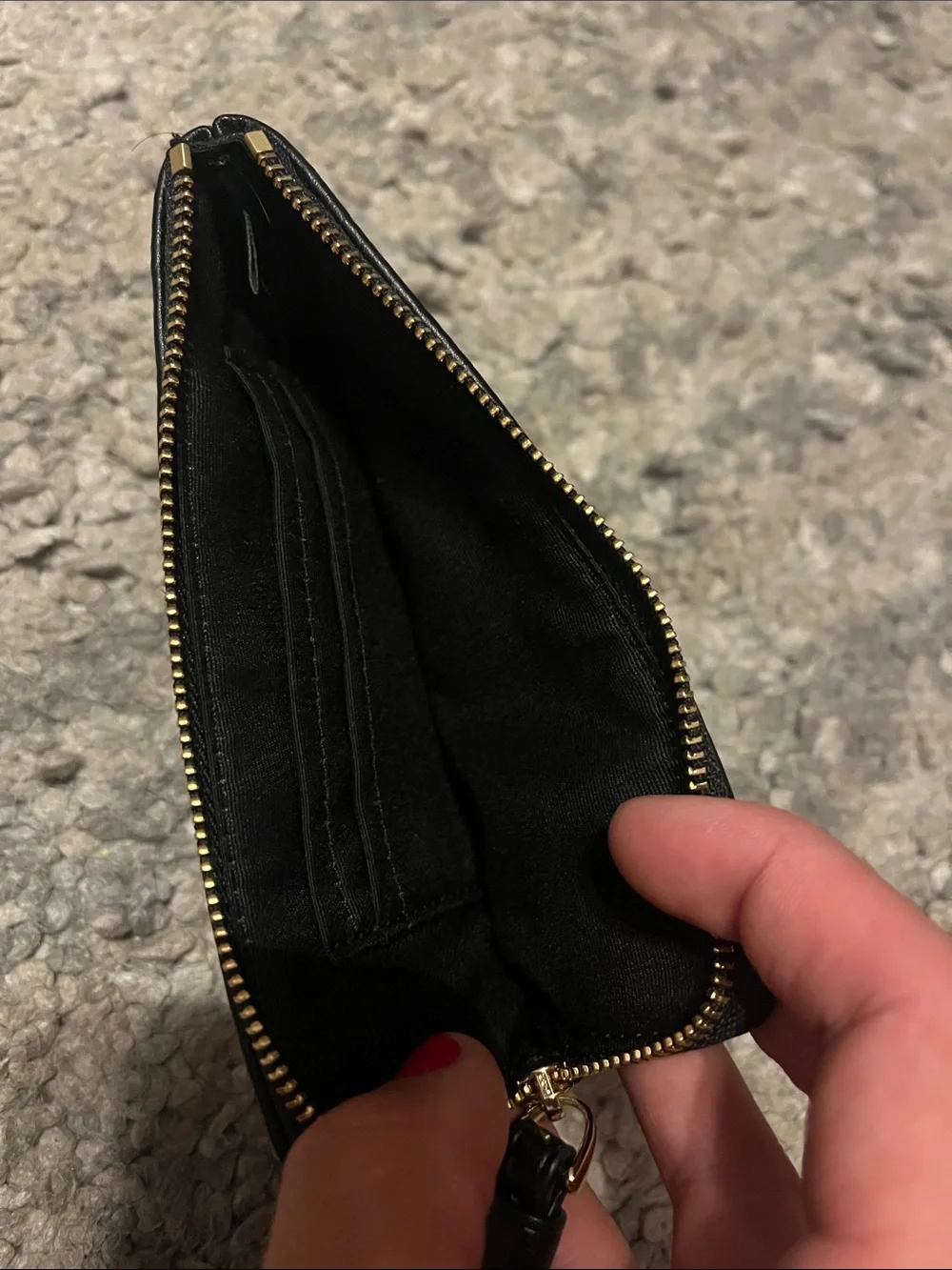 Coach Black Signature Zip Wristlet Card Holder with Gold Logo